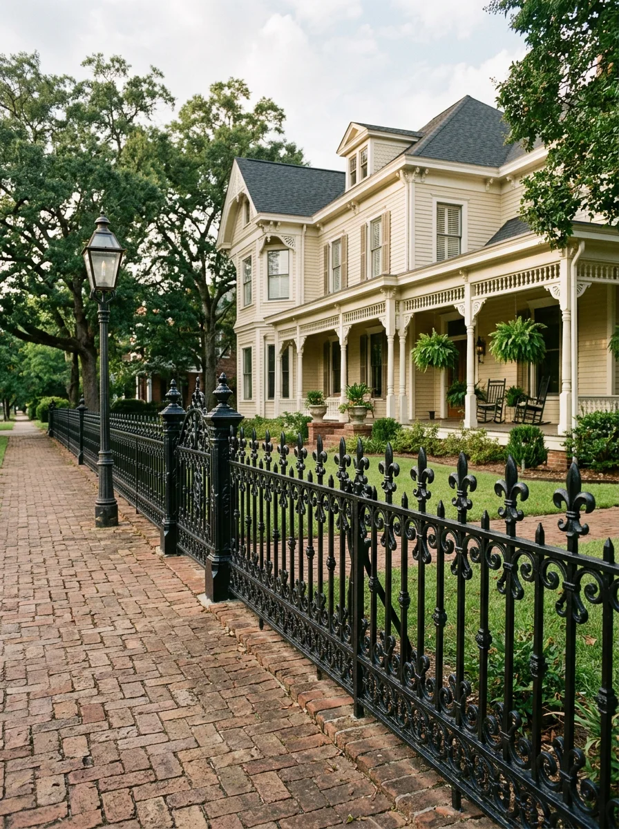 Ornamental iron detail on a Birmingham fence